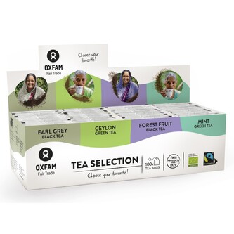Oxfam Fair Trade Bio kolekce 4 druhů čajů Oxfam, každý 25 sáčků