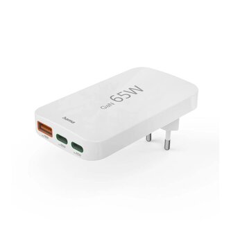 Rychlá USB nabíječka GaN 2x USB-C + USB-A, PD/QC 65 W
