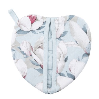 MAGNOLIA BŁĘKITNA ŁAPKA KUCHENNA W KSZTAŁCIE SERCA 20X22 CM BAWEŁNA 100%