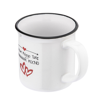 KUBEK PORCELITOWY Z WYWINIĘTYM RANTEM 320 ML DEK. KOCHAM TATĘ