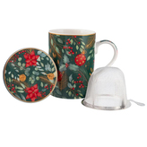 KUBEK 350ML Z ZAPARZACZEM I POKRYWKĄ W KOLOROWYM PUDEŁKU CHRISTMAS JOY