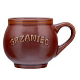 GRZANIEC KUBEK CERAMICZNY BECZUŁKA Z UCHEM 320 ML Z NAPISEM