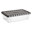 Úložný box s otevíracím víkem LINEA DOUBLE 28 l transparent/grafit