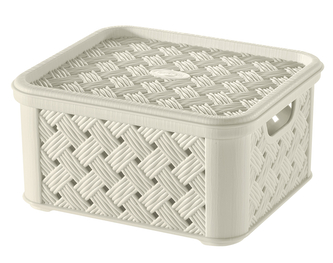 Úložný box ARIANNA s víkem 1,4 l krémová
