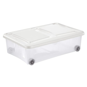 Úložný box s kolečky STOCK-BOX 28 l transparent/bílá