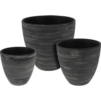 PROGARDEN Keramické květináče sada 3 ks černá KO-066900350