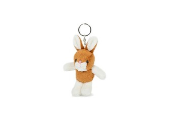 Králík přívěsek plyš 7x10cm hnědo-bílý 0m+