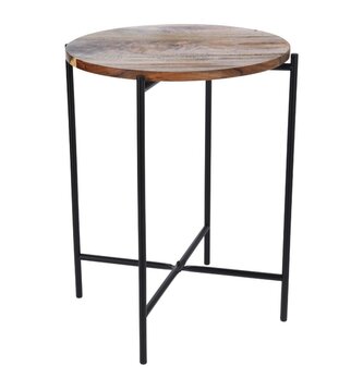 HOMESTYLING Kulatý odkládací stolek z akátového dřeva 40 x 48 cm KO-HX9200430