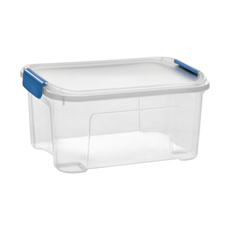 Úložný box COMBI s víkem a klipy 13 l transparent/modrá