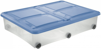 Úložný box s kolečky STOCK-BOX 61 l modrá/transparent
