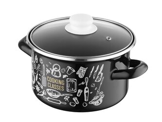 HRNEC SMALTOVANÝ S POKLIČKOU 18 CM 3L KITCHEN BLACK
