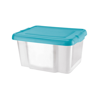 Úložný box 30L s víkem, transp/světle modrá
