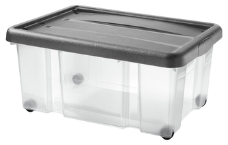 Úložný box s kolečky PUZZLE 43 l transparent šedá