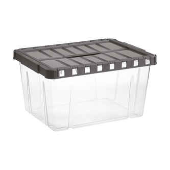 Úložný box s otevíracím víkem LINEA DOUBLE 29 l transparent/grafit