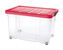 Úložný box s klipem a kolečky PUZZLE 60 l transparent/červená