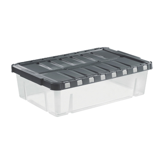 Úložný box s otevíracím víkem LINEA DOUBLE 28 l transparent/sv.modrá