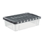 Úložný box s otevíracím víkem LINEA DOUBLE 28 l transparent/sv.modrá