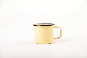 Olymp, Jihočeský plecháček, smaltovaný hrnek 8 cm, 0,4 l, světle žlutý s černým lemem 219/03 II. jakost