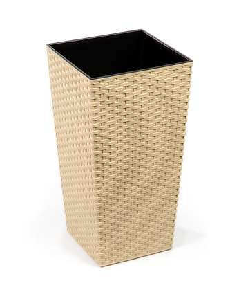 LAMELA, květináč FINEZIA RATAN 350 x 350 mm, capuccinno