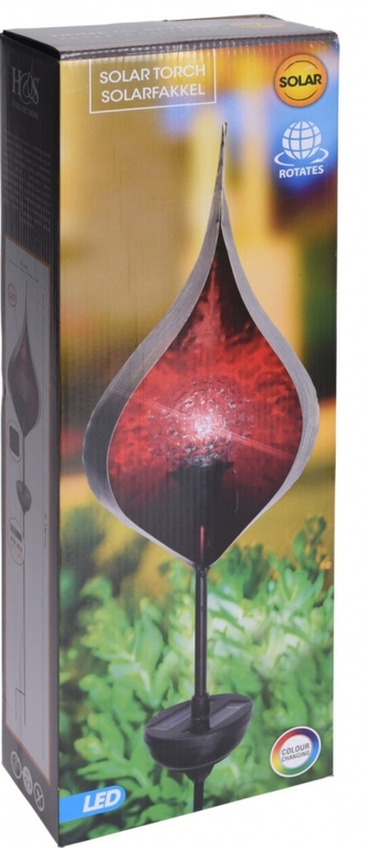 Koopman, Solární LED svítilna s rotační koulí 17 cm, výška 130 cm, červená