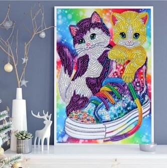 Diamantový obrázek 7D kočky v botě 30x40cm