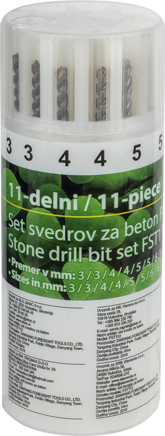 ISKRA, ERO 11-dílná sada vrtáků do kamene FST112, 3 - 10mm