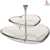 VIDIVI, skleněný servírovací podnos (etažérka) CUORE, 2 patra, 20 / 30 cm