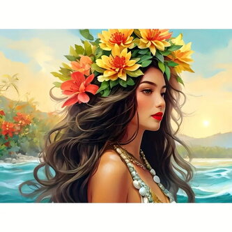 Diamantový obrázek - květinová dáma 30 x 40 cm