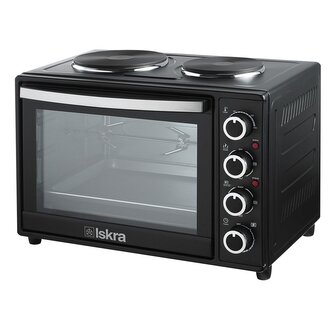 ISKRA, mini trouba 38 l s dvouvařičem a otočným grilem HL38RCT, černá