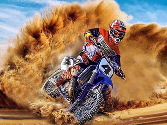 Diamantový obrázek - závodník na motorce 30 x 40 cm