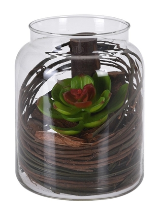 KOOPMAN, Dekorační umělá květina ve skleněné dóze, dekor č.1