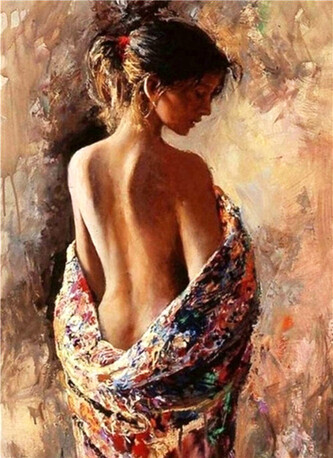 Diamantový obrázek - dívka v barevném hávu 30 x 40 cm