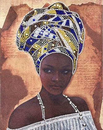 Diamantový obrázek 7D černoška v turbanu 30x40cm
