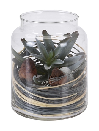 KOOPMAN, Dekorační umělá květina ve skleněné dóze, dekor č.6