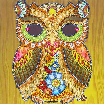 Diamantový obrázek 7D žlutá sova 30 x 40 cm