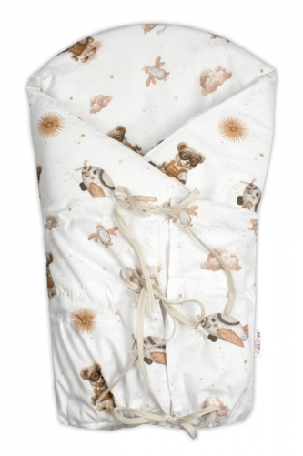 Klasická retro zavinovačka LALLY šněrovací s výplní, Méďa pilot - béžový