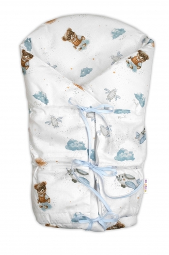 Klasická retro zavinovačka LALLY šněrovací s výplní, Méďa pilot - modrý