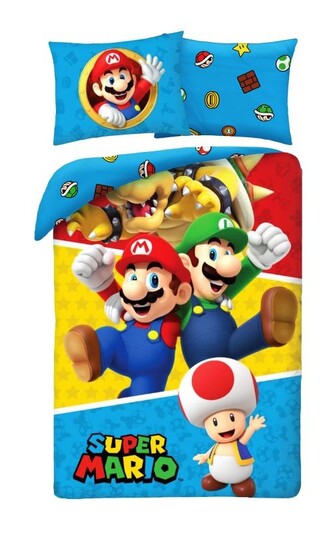 HALANTEX Povlečení Super Mario párty  Bavlna, 140/200, 70/90 cm