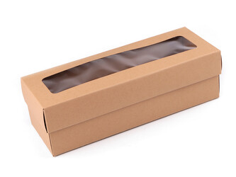 Papírová krabice na láhev vína, s průhledem - 5 ks - hnědá přírodní