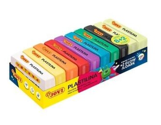 Plastelina 50g 8 basic kolor + 2 świecące w ciemn