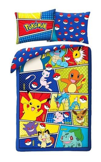 HALANTEX Povlečení Pokémon komiks  Bavlna, 140/200, 70/90 cm