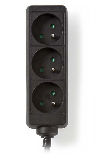 NEDIS napájecí prodlužovací zásuvka/ úhlová/ 3x zásuvka/ černá/ 5m