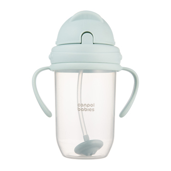 Canpol babies Hrneček nevylévací se slámkou a závažím 270ml zelený