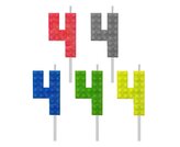 Świeczka urodzinowa Klocki cyfra 4 5,5cm MIX