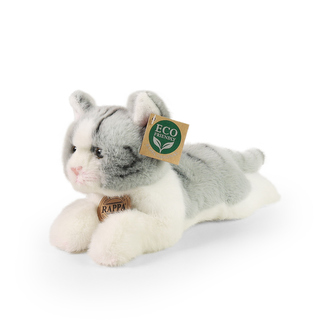 Plyšová kočka ležící šedá 20 cm ECO-FRIENDLY