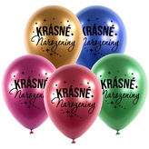 Balonky chromové Krásné narozeniny mix barev, 5 ks