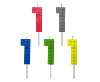 Świeczka urodzinowa Klocki cyfra 1 5,5cm MIX