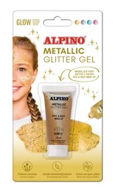 Alpino GLOW UP třpytivý gel metalická zlatá 14 ml