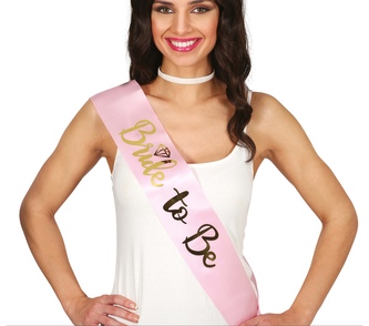 Párty šerpa Bride To Be, růžová se zlatým nápisem