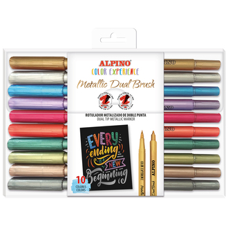 Alpino 10ks Metalických fixů Dual BrushColour Experience
